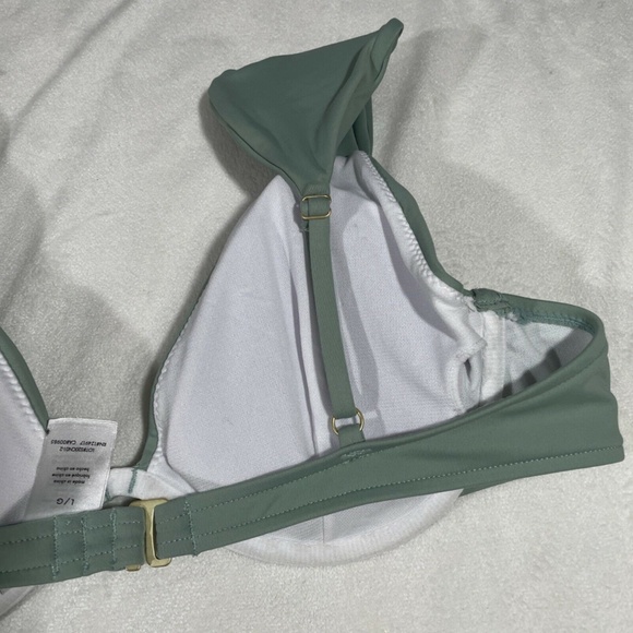 NEW $110 WeWoreWhat [SZ Large ] Allie Wide Strap Underwire Bikini Top‎ Green - Picture 10 of 12